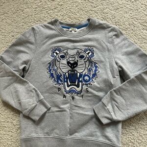 Kenzo Grey Crewneck with Blue Embroidered Tiger 14A